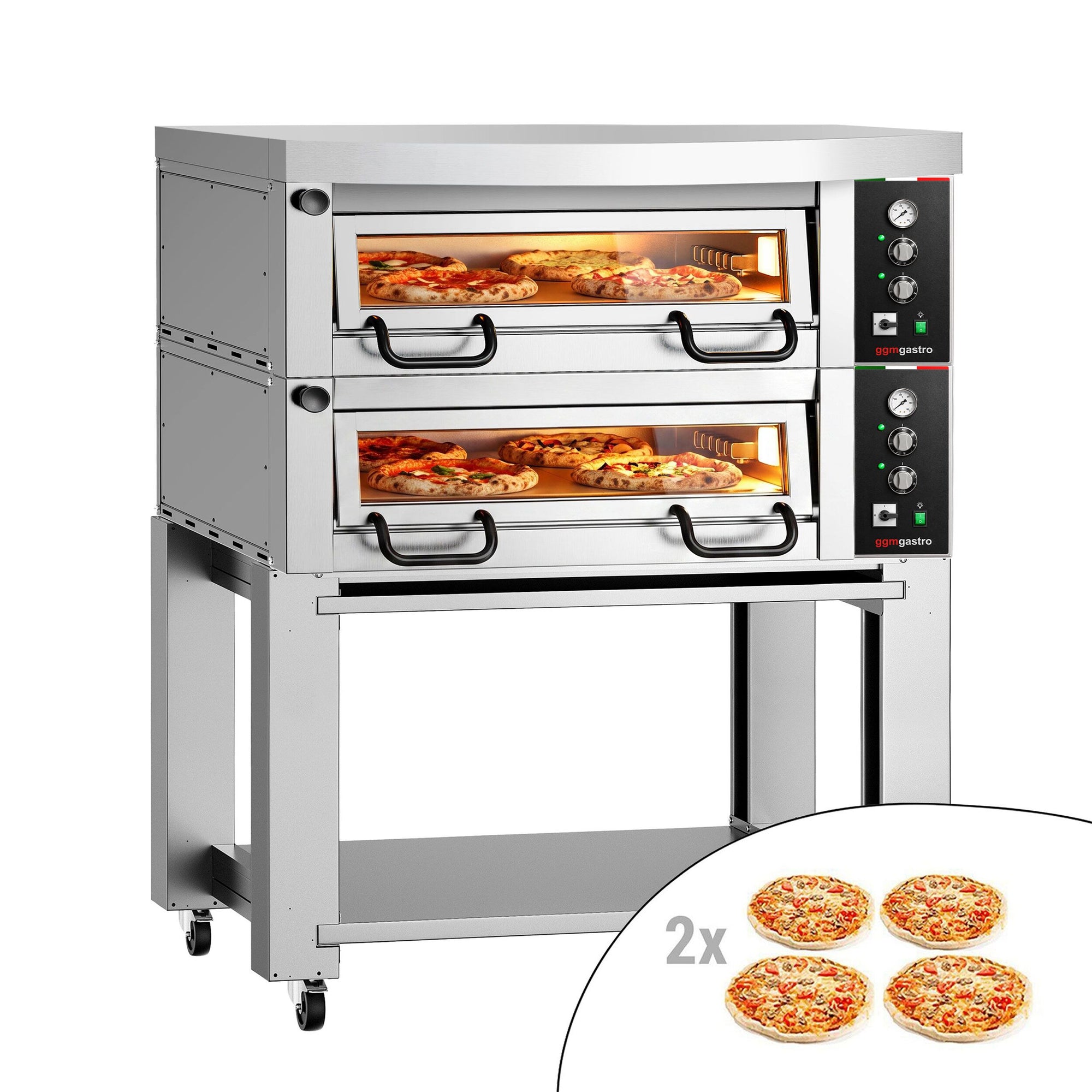 GGM Gastro Elektrická Pizza Pec Power 4+4x 34 cm Manuální s Digestoří a Podstavcem