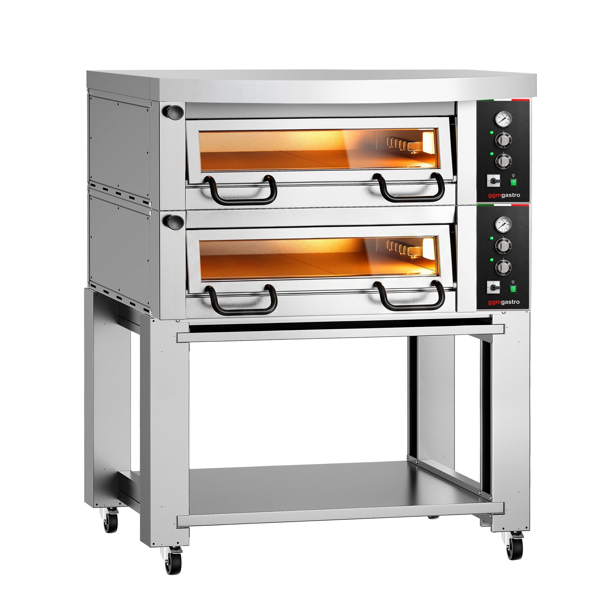GGM Gastro Elektrická Pizza Pec Power 4+4x 34 cm Manuální s Digestoří a Podstavcem