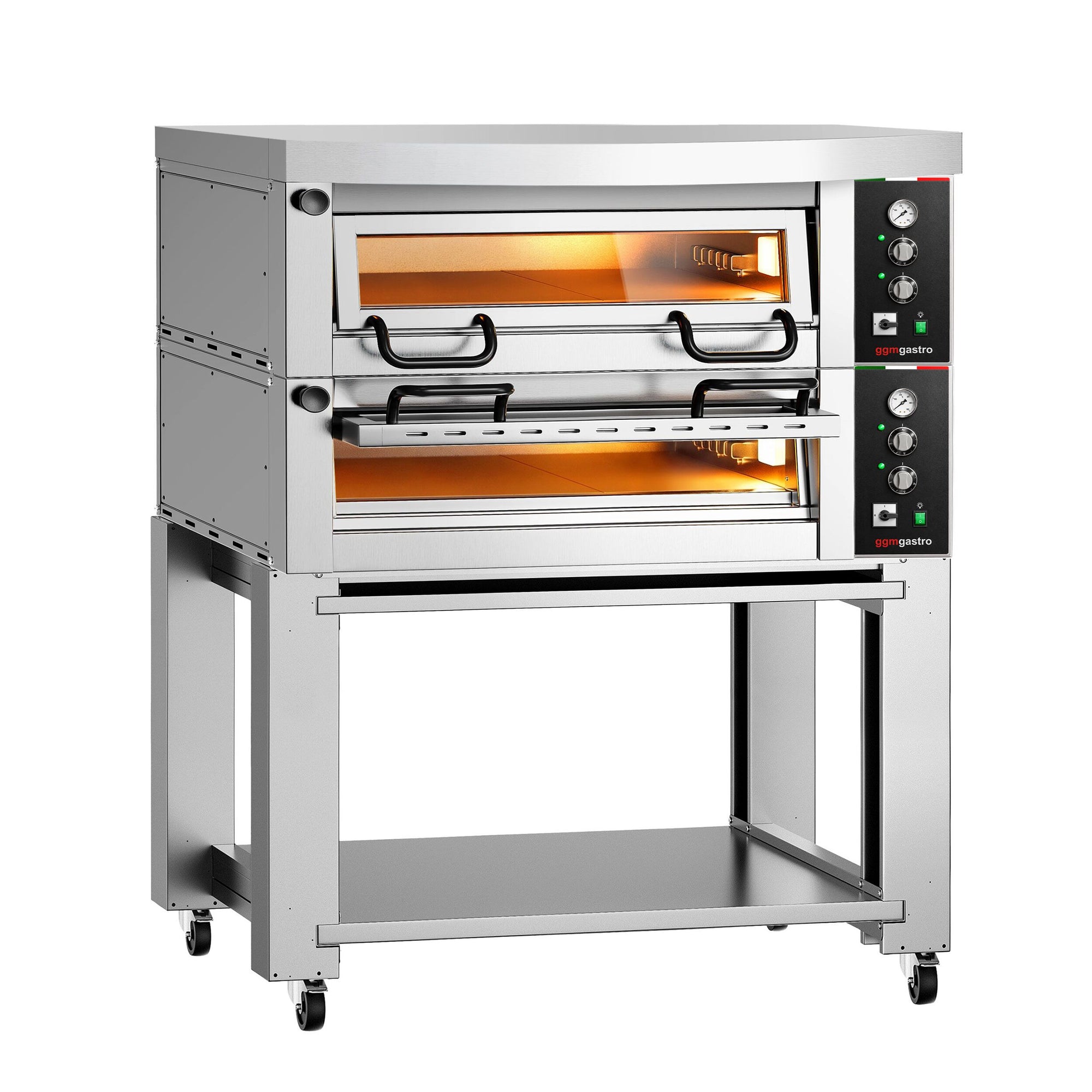 GGM Gastro Elektrická Pizza Pec Power 4+4x 34 cm Manuální s Digestoří a Podstavcem