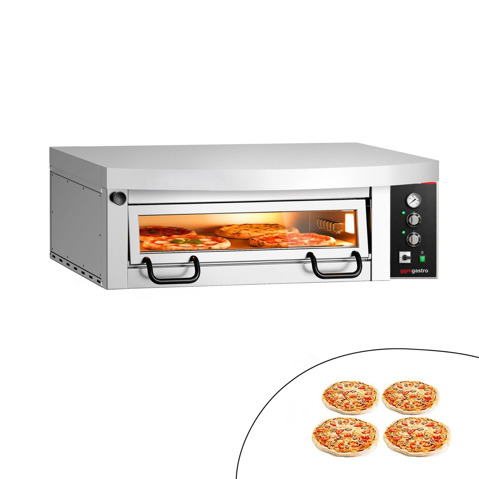 Elektrische Pizzaofen Power 4x 34 cm Manuell mit Haube