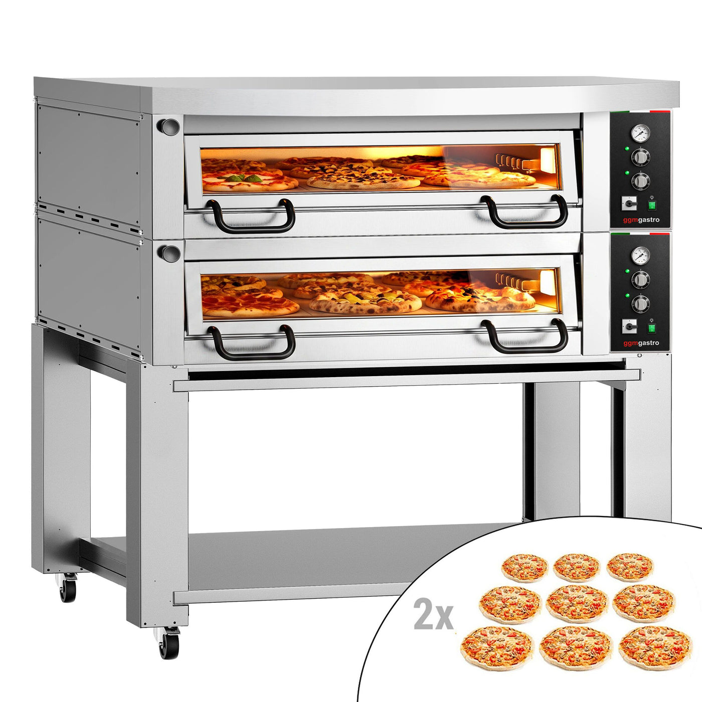 Elektrische Pizzaofen FRANCESCO 2 Kammern 9+9 Pizzen 34 cm