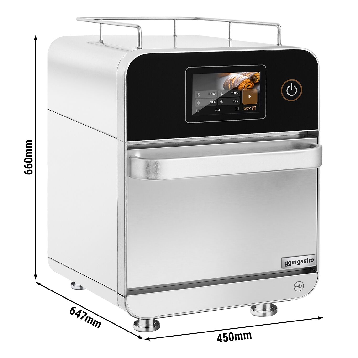 Schnellbackofen 3,5 kW Silber Heißluft Mikrowelle 18 L 7-Zoll-Touchscreen
