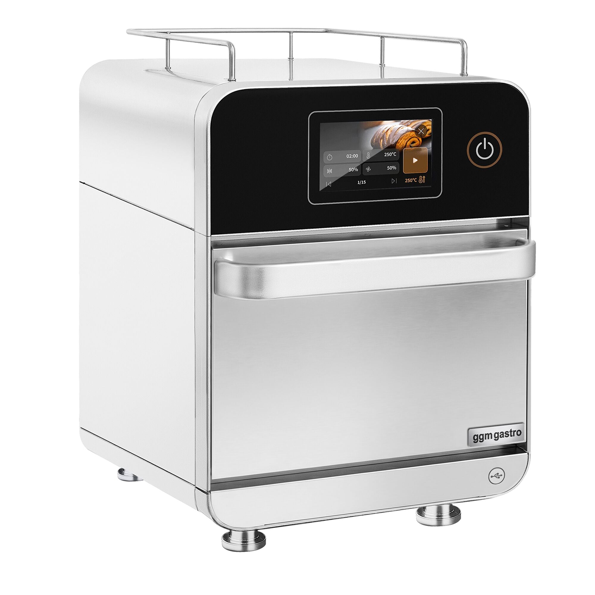 Schnellbackofen 3,5 kW Silber Heißluft Mikrowelle 18 L 7-Zoll-Touchscreen