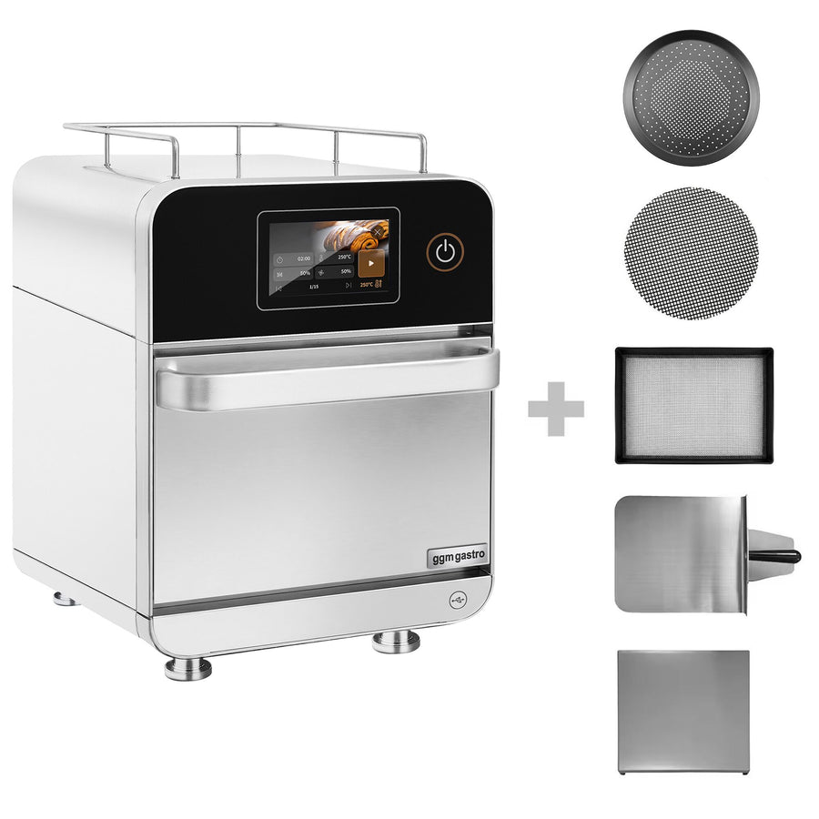 Schnellbackofen 3,5 kW Silber Heißluft Mikrowelle 18 L 7-Zoll-Touchscreen