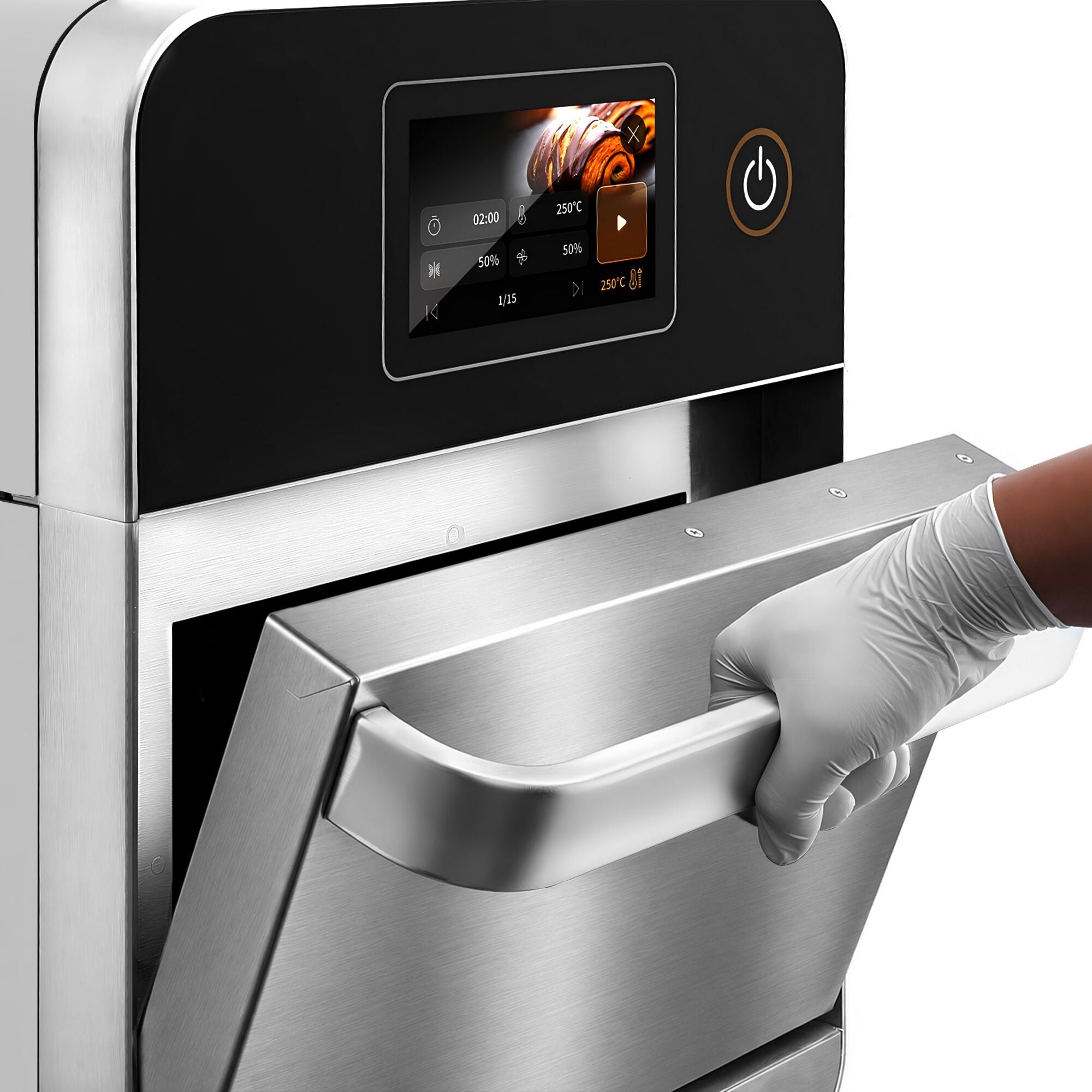 Schnellbackofen 3,5 kW Silber Heißluft Mikrowelle 18 L 7-Zoll-Touchscreen