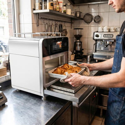 Schnellbackofen 3,5 kW Silber Heißluft Mikrowelle 18 L 7-Zoll-Touchscreen