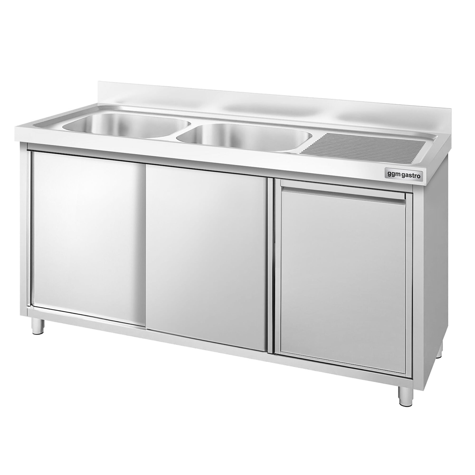 GGM Gastro Dřezová Skříňka Premium 1400 mm 2 Drezy Odpadkový Koš