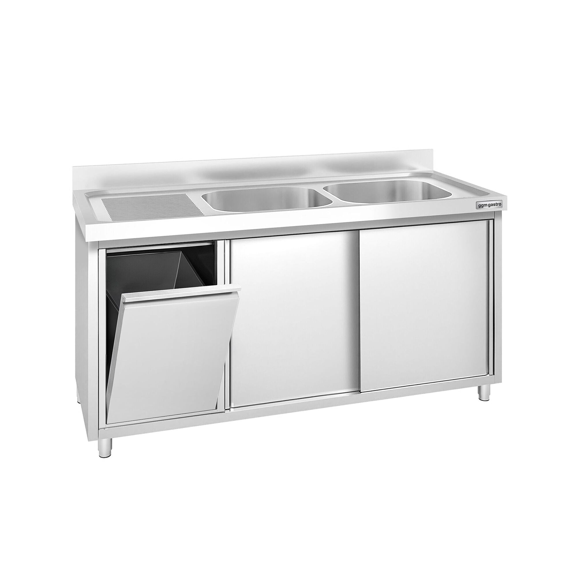 GGM Gastro PREMIUM Spülenunterschrank 1400 mm 2 Becken Rechts
