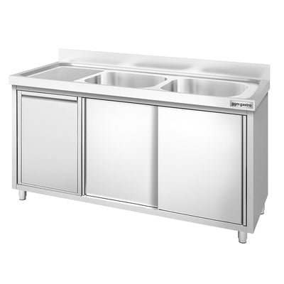 GGM Gastro Spülenschrank Premium 1400 mm 2 Becken Rechts