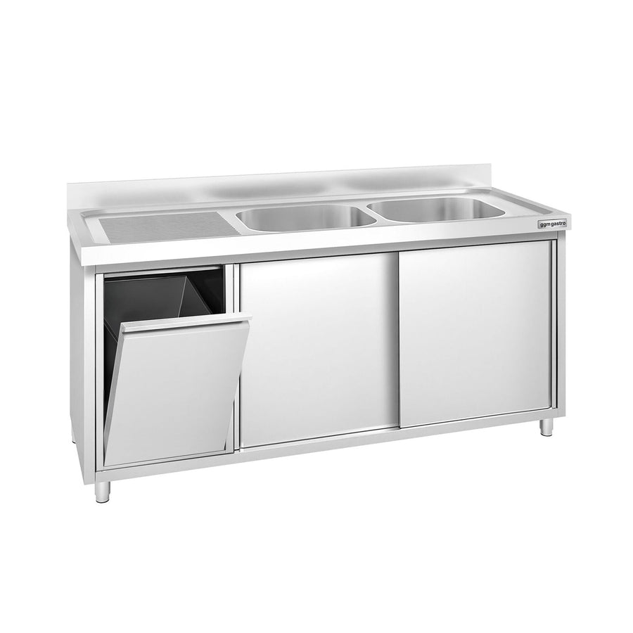GGM Gastro PREMIUM Spülenunterschrank 1600 x 700 mm 2 Becken rechts