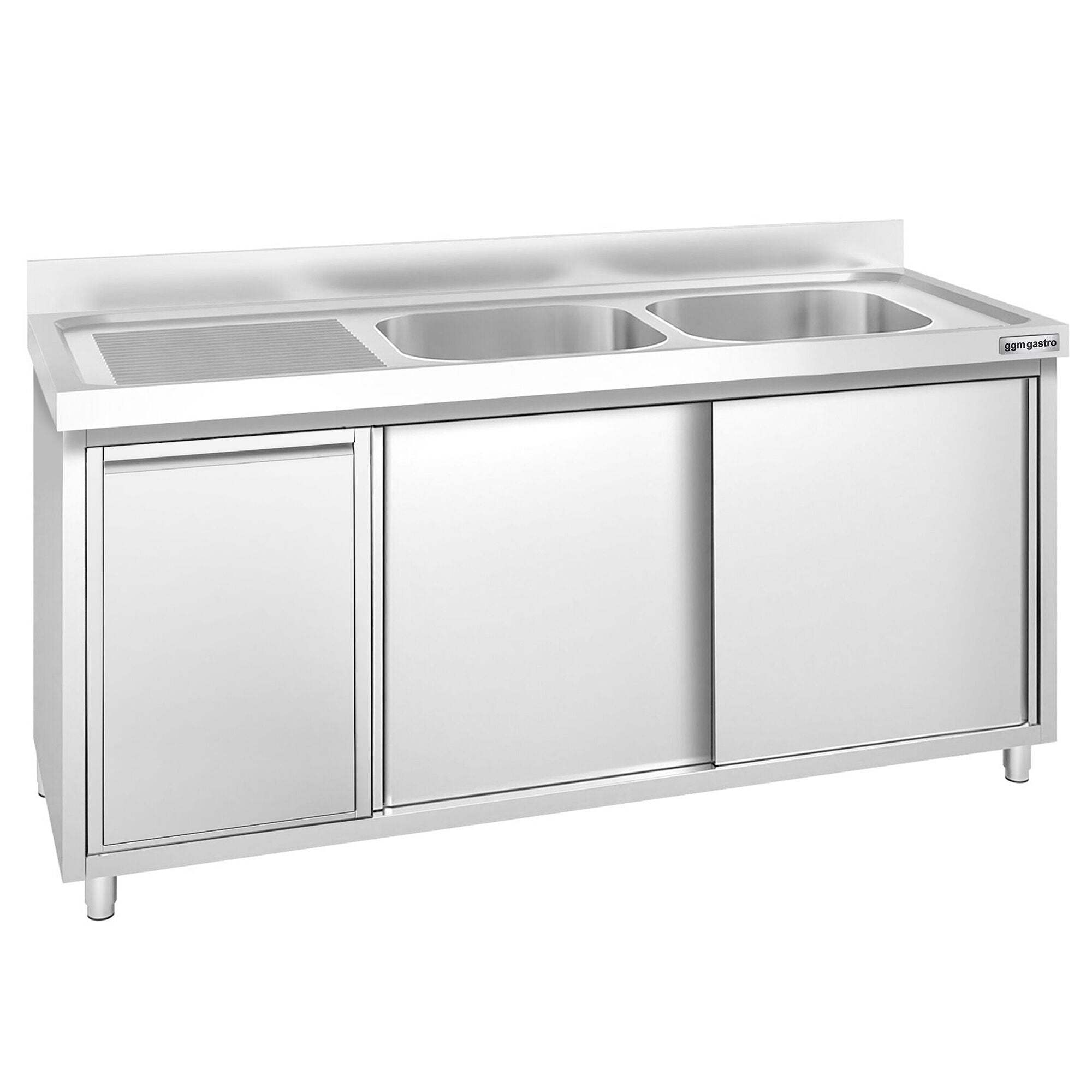 GGM Gastro PREMIUM Spülenunterschrank 1600 x 700 mm 2 Becken rechts