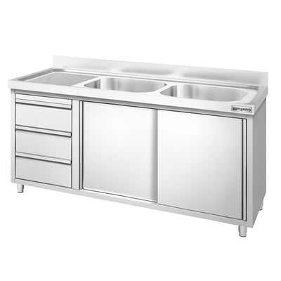 GGM Gastro Spülenschrank PREMIUM 1600 mm 2 Becken Rechts
