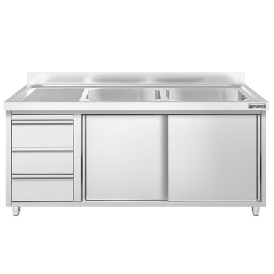 GGM Gastro Spülenschrank PREMIUM 1600 mm 2 Becken Rechts