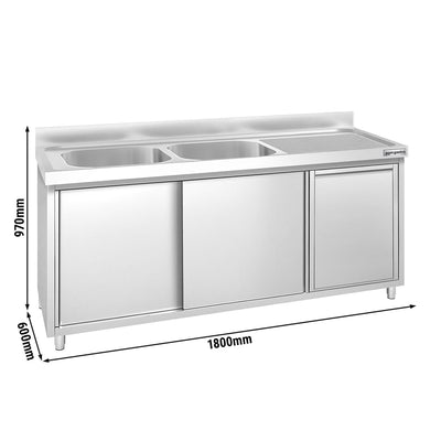 GGM Gastro Nerezová Dřezová Skříňka PREMIUM 1800 mm 2 Dřezy