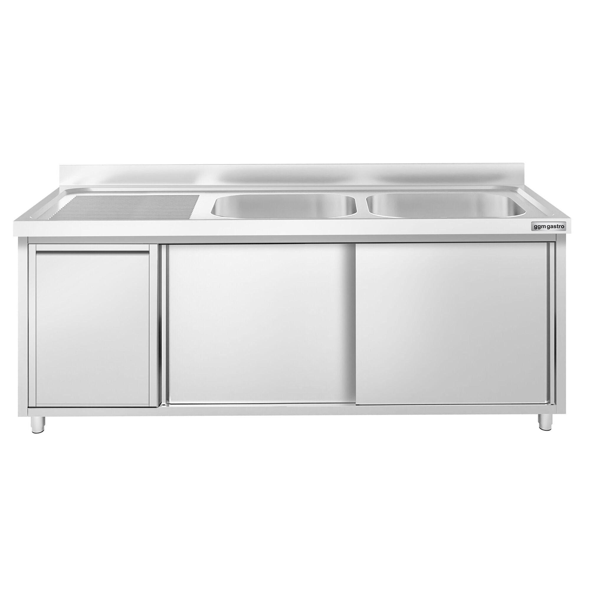 GGM Gastro PREMIUM Spülenunterschrank Edelstahl 1800 mm 2 Becken Rechts