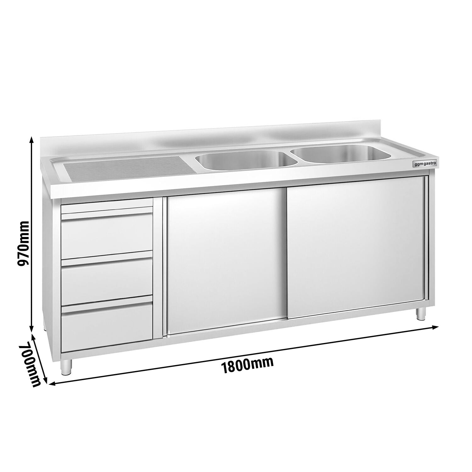 GGM Gastro PREMIUM Spülenunterschrank 1800 mm 700 mm 970 mm