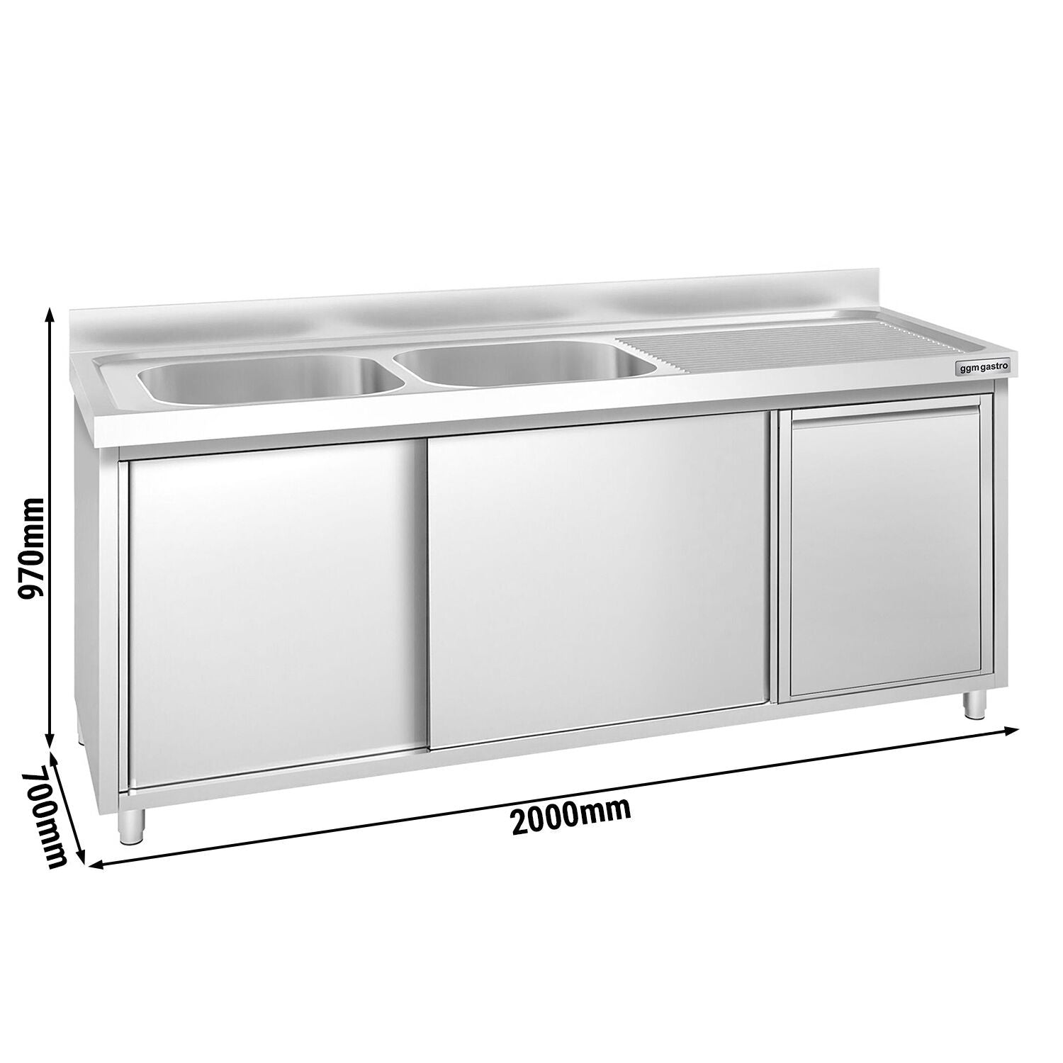 GGM Gastro Nerezová Dřezová Skříňka Premium 2000 mm
