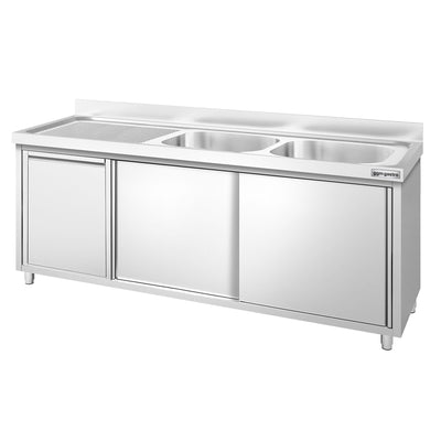 GGM Gastro Spülenunterschrank PREMIUM 2000 mm 600 mm 2 Becken Rechts