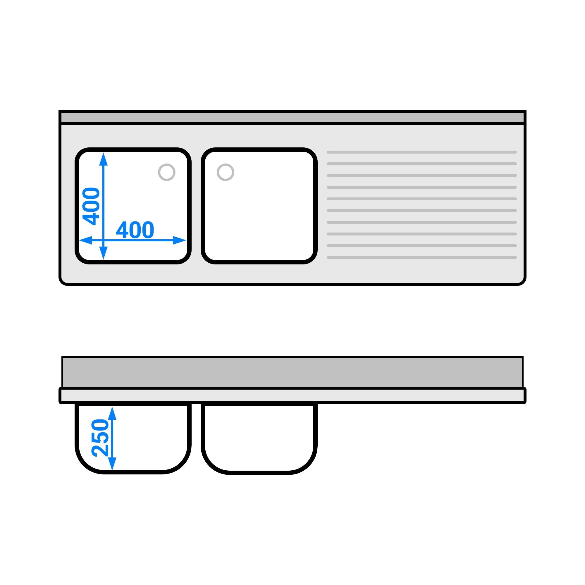 GGM Gastro PREMIUM Spülenunterschrank 1600 mm 2 Becken Links