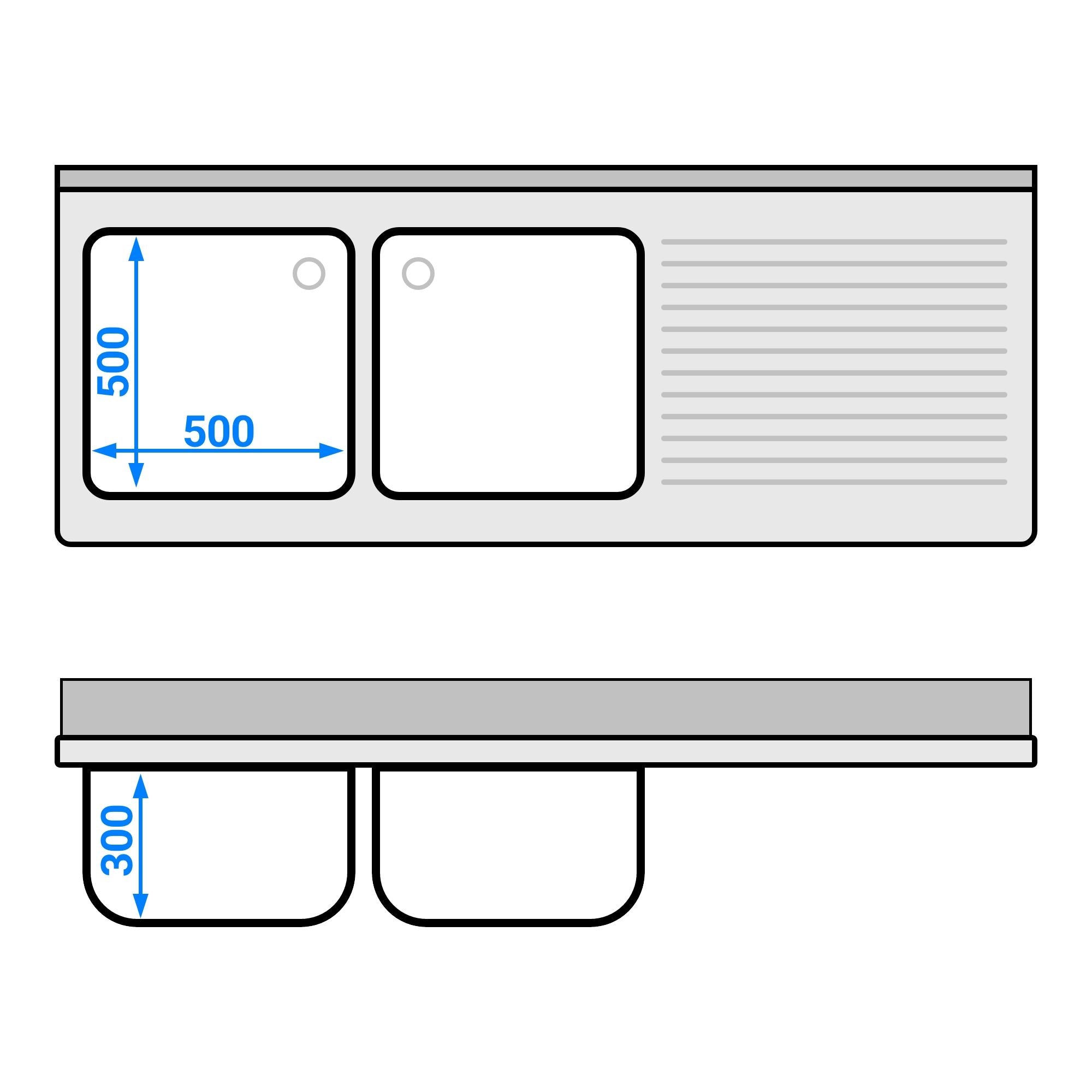 GGM Gastro Spülschrank Premium 1800 mm 2 Becken 3 Schubladen