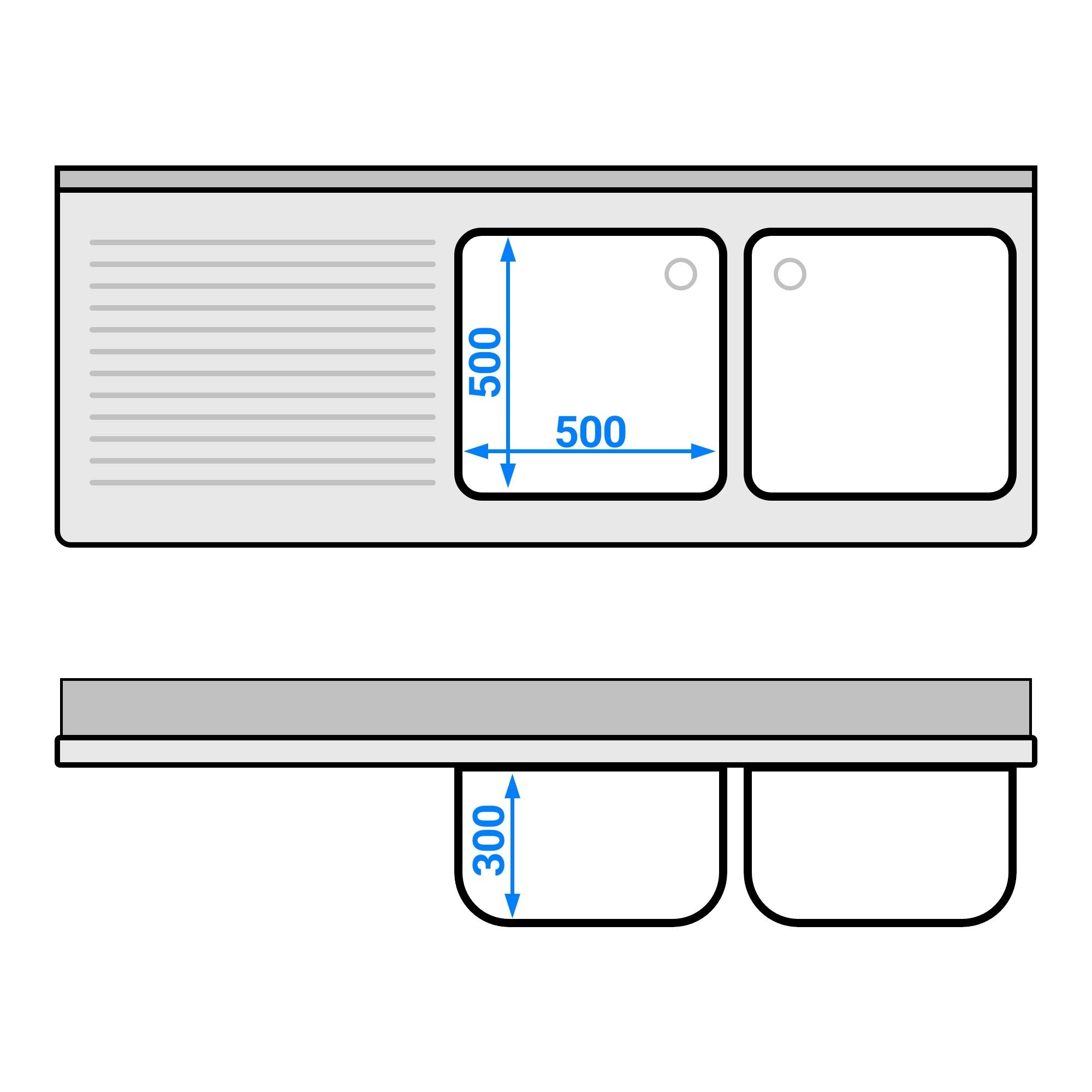 GGM Gastro PREMIUM Spülenunterschrank 1800 mm 700 mm 970 mm