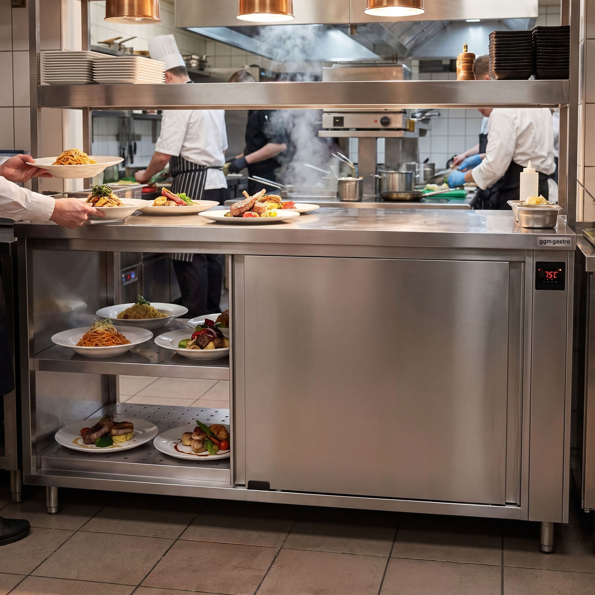 GGM Gastro PREMIUM Ohřívací Skříň 1400 x 700 mm Průchozí Posuvné Dveře Digitální