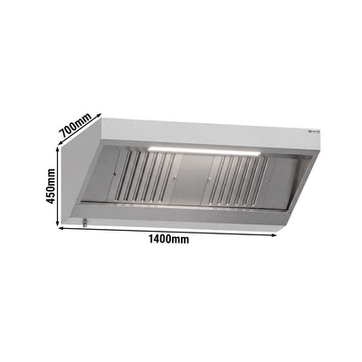 Nástěnná digestoř 1400 mm Nerezová Ocel LED 2 Filtry
