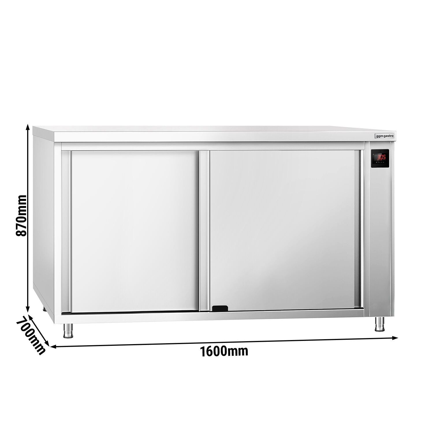 GGM Gastro PREMIUM Nerezová Ohřívací Skříň 1600 mm 700 mm Digitální Posuvné Dveře