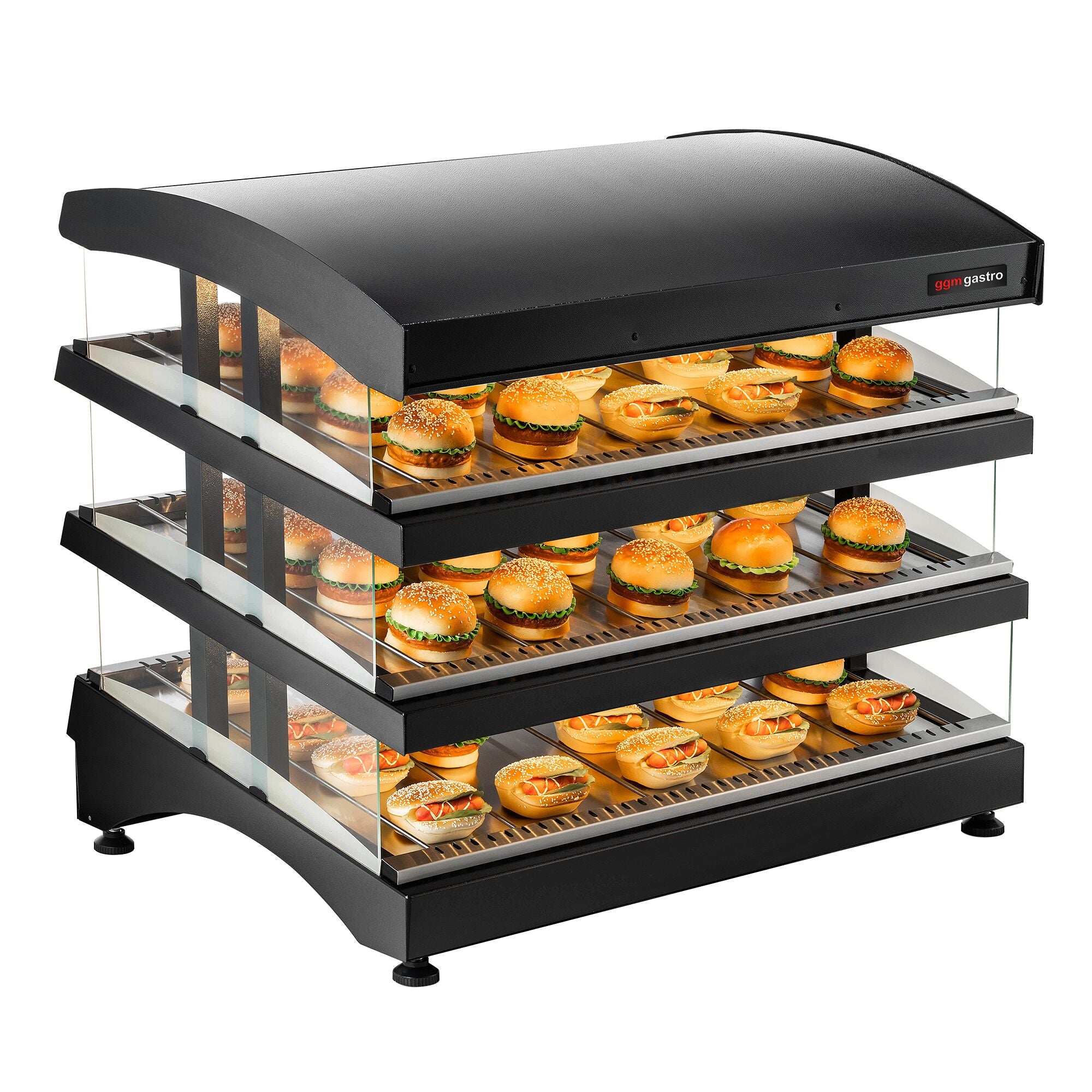 GGM Gastro Ohřevná Vitrína 995 mm 1,02 kW Se 3 Policemi Černá
