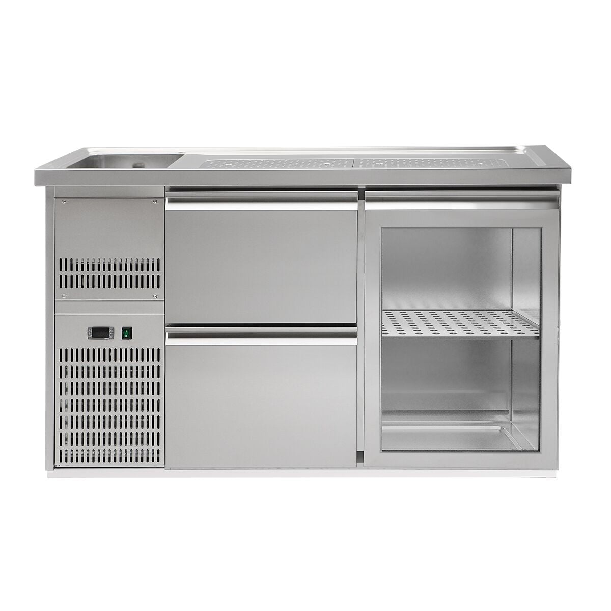 GGM Gastro Výčepní Pult Premium PLUS 1550 mm 1 Dřez 2 Zásuvky