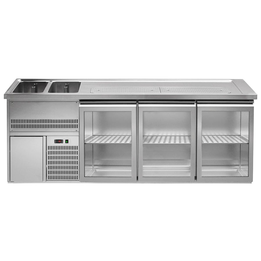 GGM Gastro Výčepní Pult Premium PLUS 2500 x 700 mm 3 Skleněné Dveře