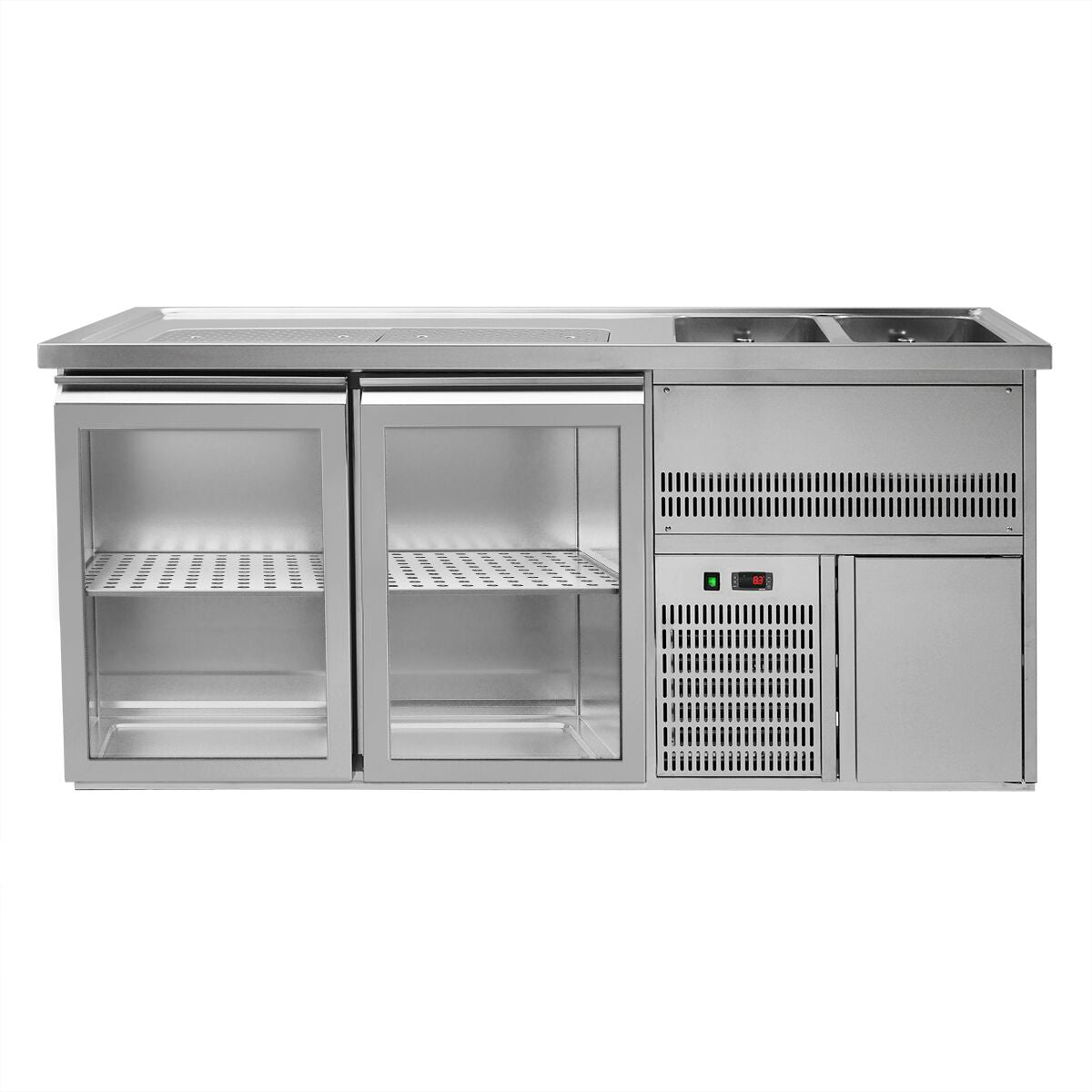 Výčepní pult Premium PLUS 1950 mm 2 skleněné dveře