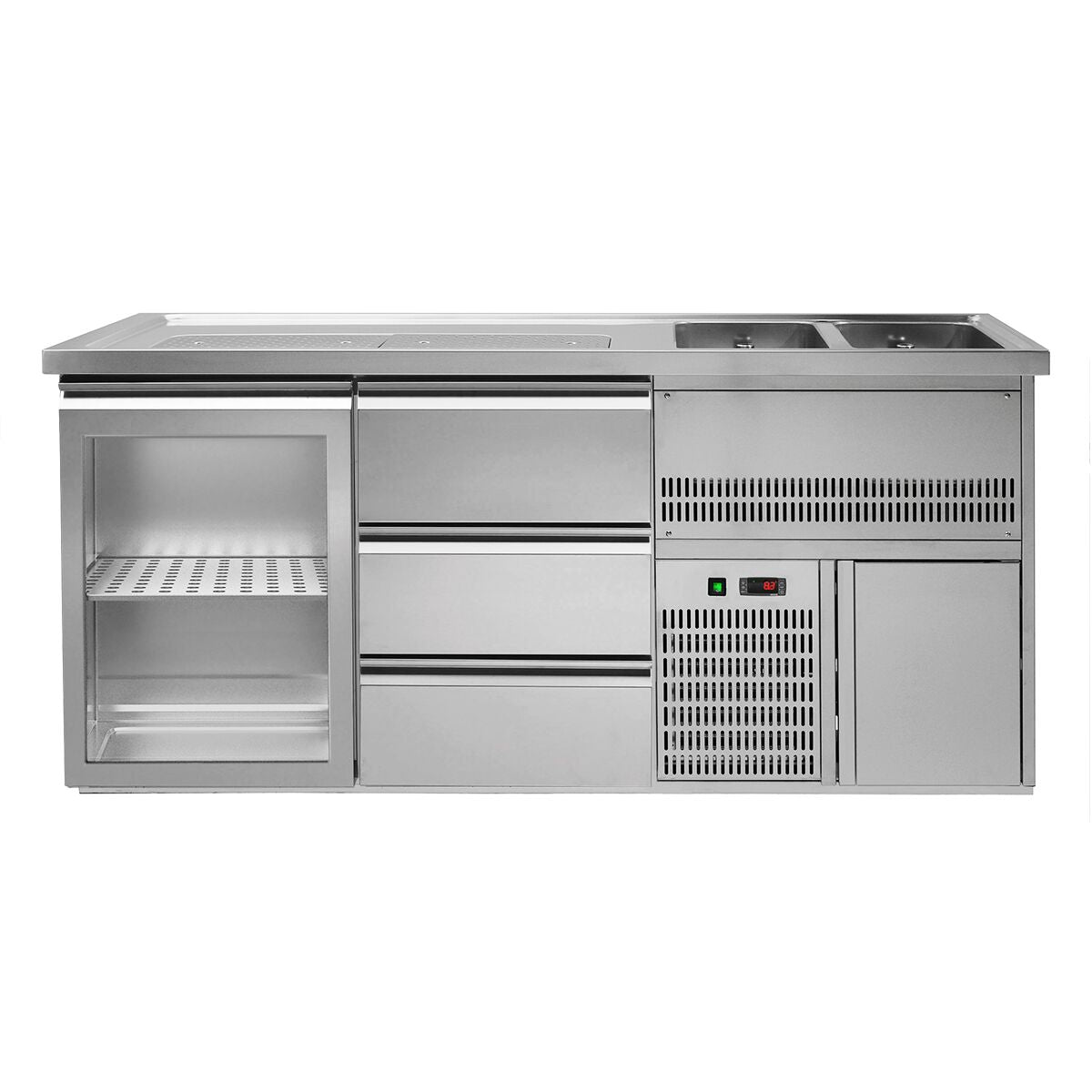 Výčepní Pult Premium PLUS 1950 x 700 mm Glastür 3 Schubladen